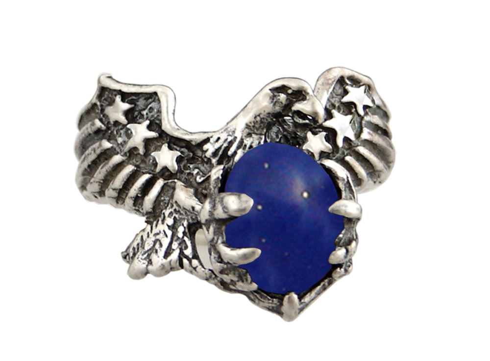 Sterling Silver American Eagle Ring With Lapis Lazuli Size 12